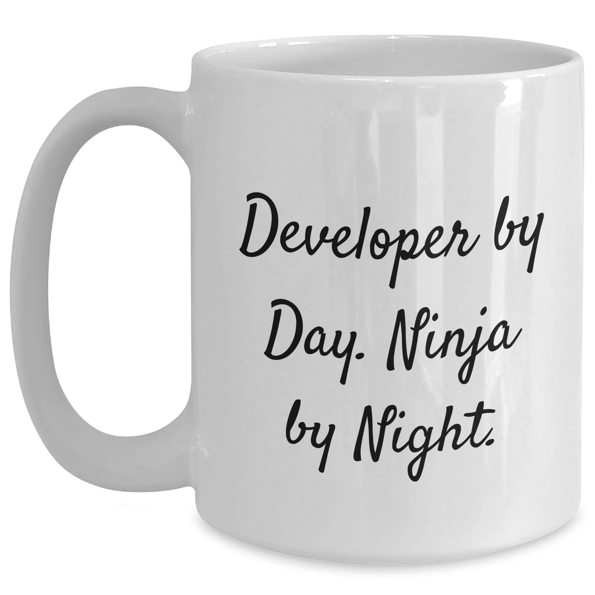Developer By Day, Ninja By Night Gifts for Friends - Funny White Coffee Mug for Christmas