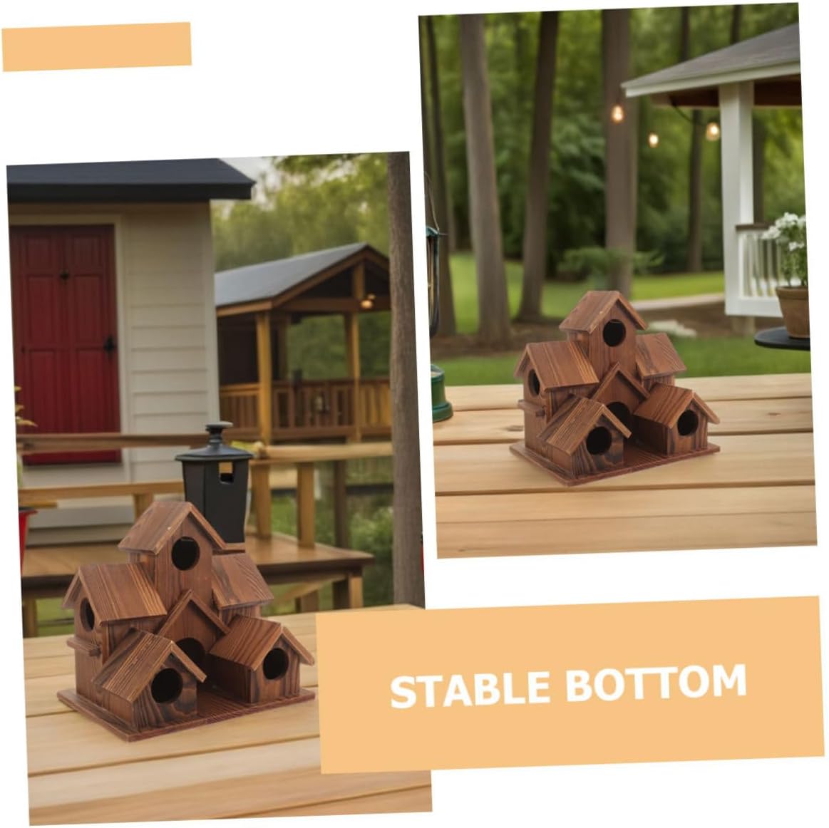 2pcs Wooden Bird Nest Box for Outdoor Hanging, Rustic Solid Wood Birdhouse Cottage Style, Garden Patio Backyard Decorative Bird House Ornaments