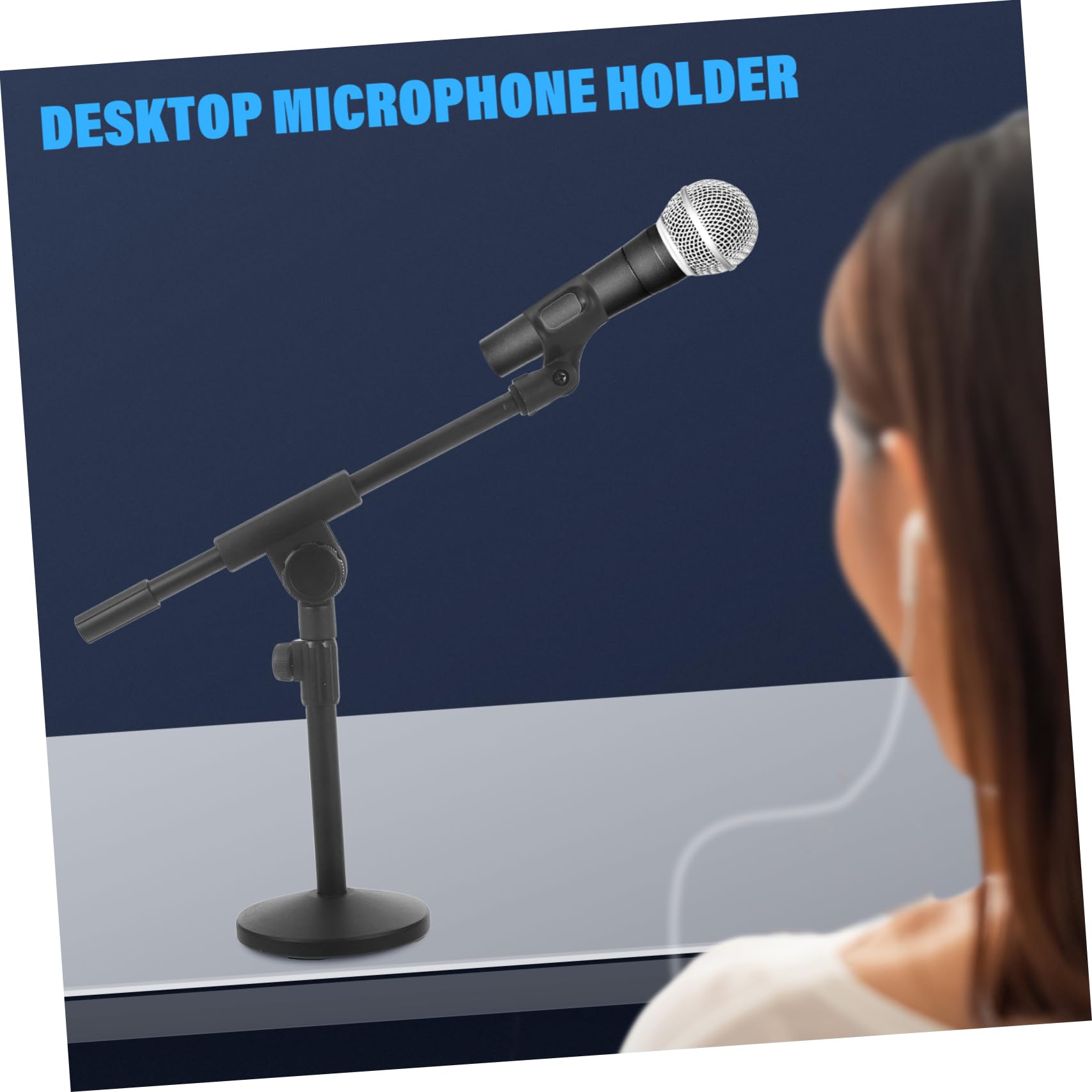 Asta Microfono da Tavolo Regolabile con e Clip per Registrazione Streaming Design Compatto e Resistente Facile da Trasportare e Riporre