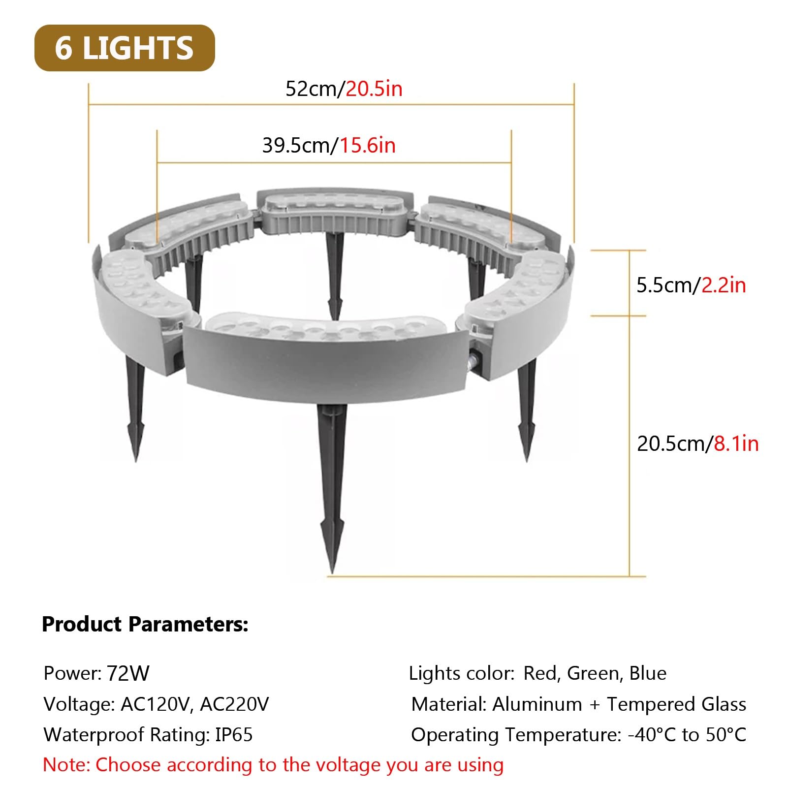 Lampa krajobrazowa LED, zewnętrzny pierścień świetlny LED do drzewa, wodoodporne oświetlenie krajobrazowe, IP65, 6 diod LED, zielone, czerwone, niebieskie, zielone, dekoracyjne oświetlenie ogrodowe i
