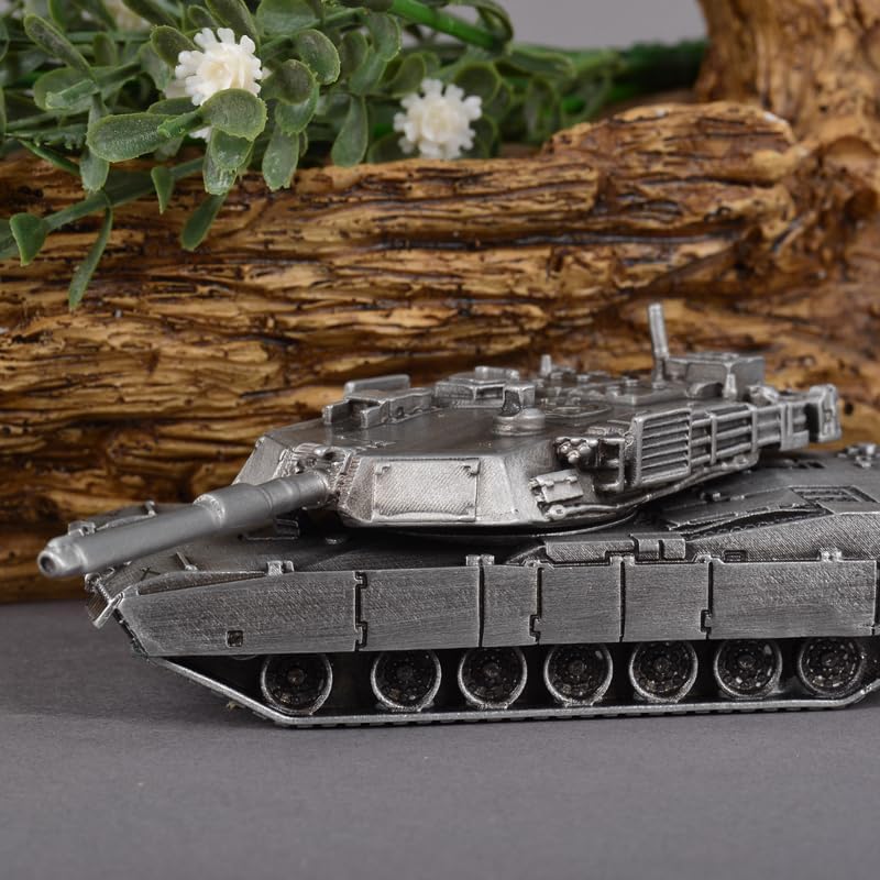 American M1A2 Abrams Main Battle Tank All-Metal Casting Model Military Model Toy (Silver)