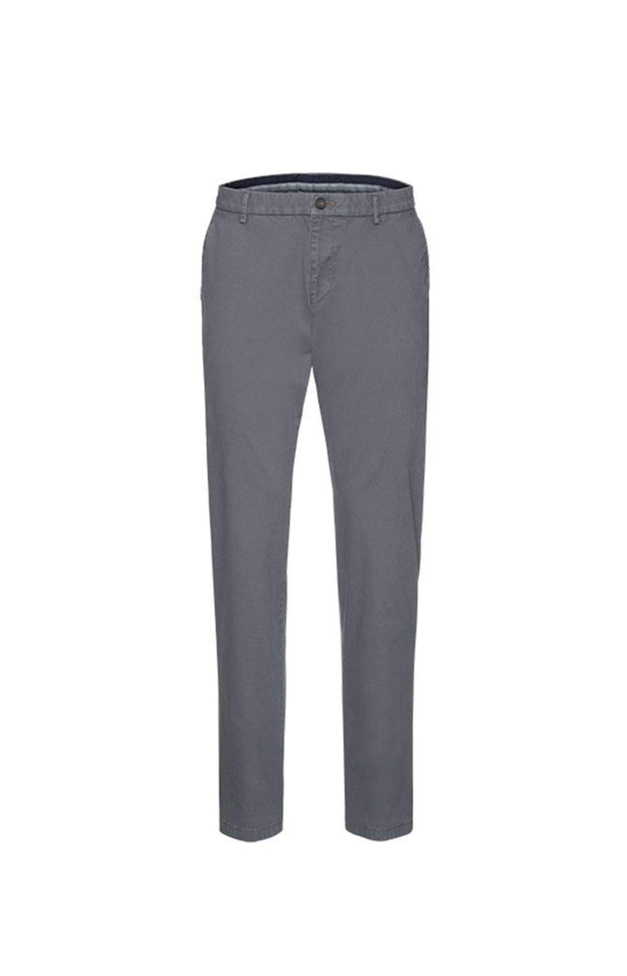 bugatti Chino Modern Fit Casual Trousers Long Stretch Cotton, Gray, 35 W/32 L