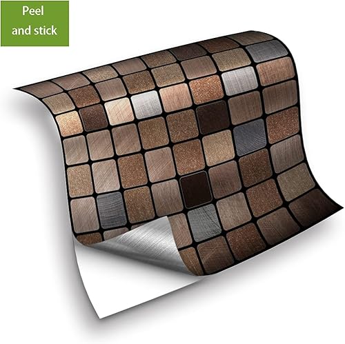 Miniatura 6 de Alwayspon 25 calcomanías autoadhesivas de plata cepillada, para despegar y pegar, a prueba de agua, azulejos de pared para decoración de cocina y