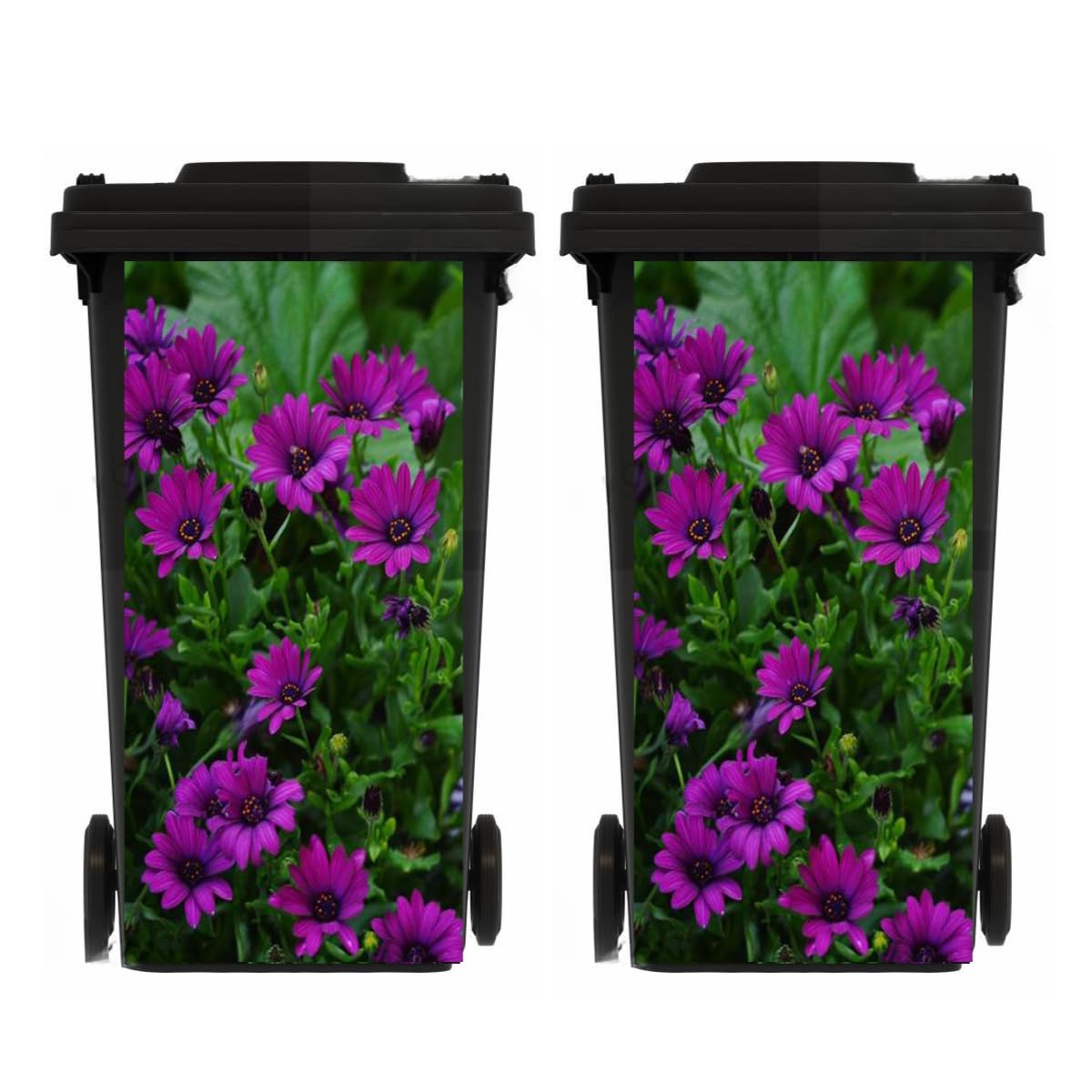 TGBYHU 2 Sheets Flowers Leaves Wheelie Bin Stickers Self Adhesive Dustbin Sticker Decorative Decal for Wheelie Bin, Fridge, Bins Wall, Indoor Outdoor
