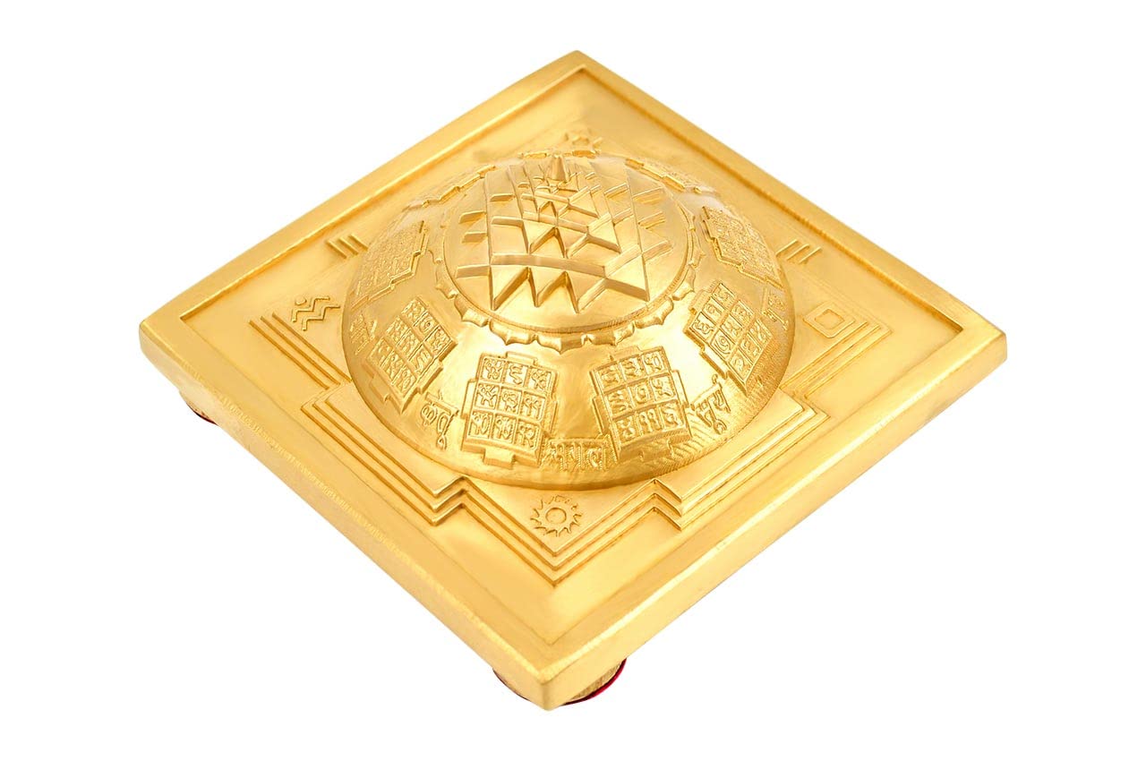 Yantra Pirámide Navgraha de Latón de 10 cm con 9 Planetas Energizados