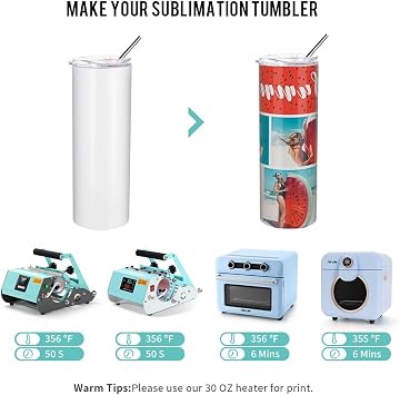 PYD Life 24 Pack Sublimation Tumblers Straight Skinny 20 OZ Bulk Wholesale | Double Wall Stainless Steel Cups with Lids and Straw, for Tumbler Heat Press Sublimation Oven Printing