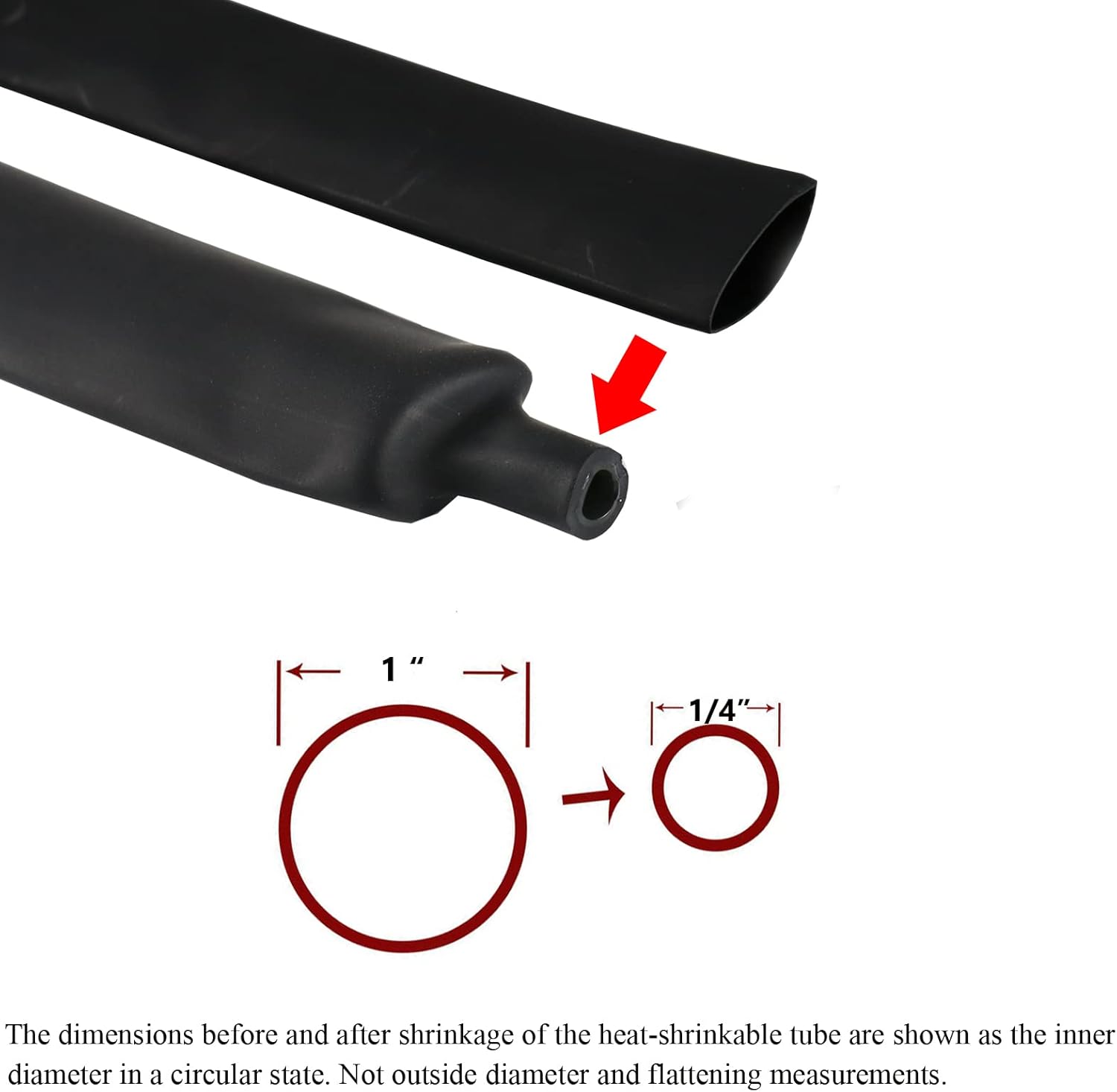 4:1 Heat Shrink Tubing Adhesive Waterproof Glue Insulated Dual Wall Black Heat Shrinkable Tube Sleeve (1"- 65 Feet)