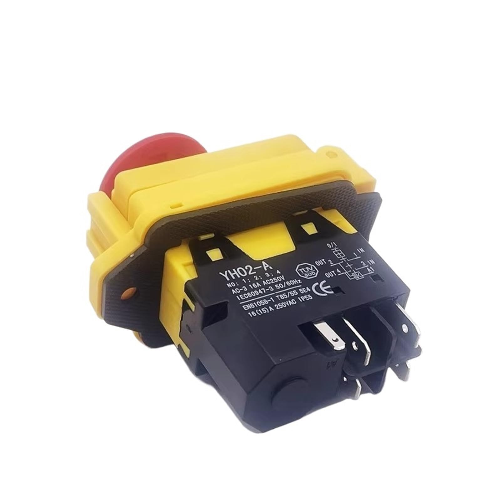 JNURGWLYH Electromagnetic Switch Button Switch Waterproof and Dustproof DKLD YH02-A 16A 250VAC 4pins / 5pins Replace KJD17B/G(4Pins)