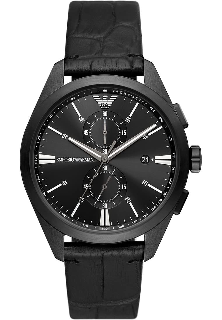 Sponsored Ad – Emporio Armani Watch for Men, Quartz 2 sub dial Chronograph Movement and 43mm Case Size with Leather Strap