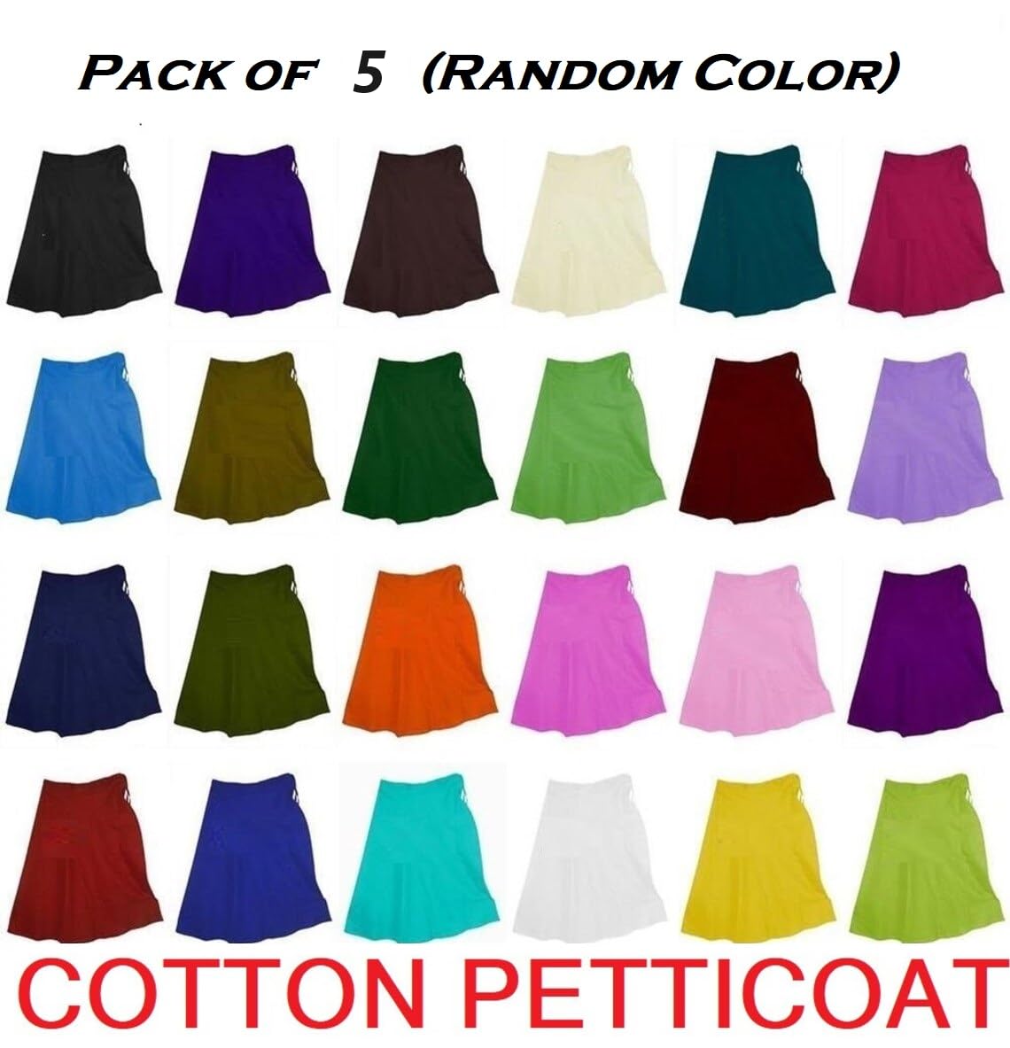 Pack of 5 Women's Cotton 7 Part/Kali Petticoat (Inskirt)-picture-14