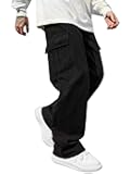 Men's Baggy Cargo Pants Straight Leg Casual Trousers with Pockets