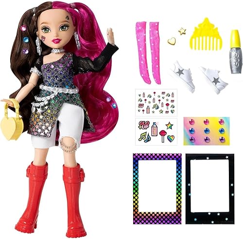 Miniatura 2 de Far Out Toys GLO-UP Girls Season 2 Erin Alternative Girl Fashion Doll, joyería deslumbrante, gemas para el cabello, accesorios, moda, pegatinas