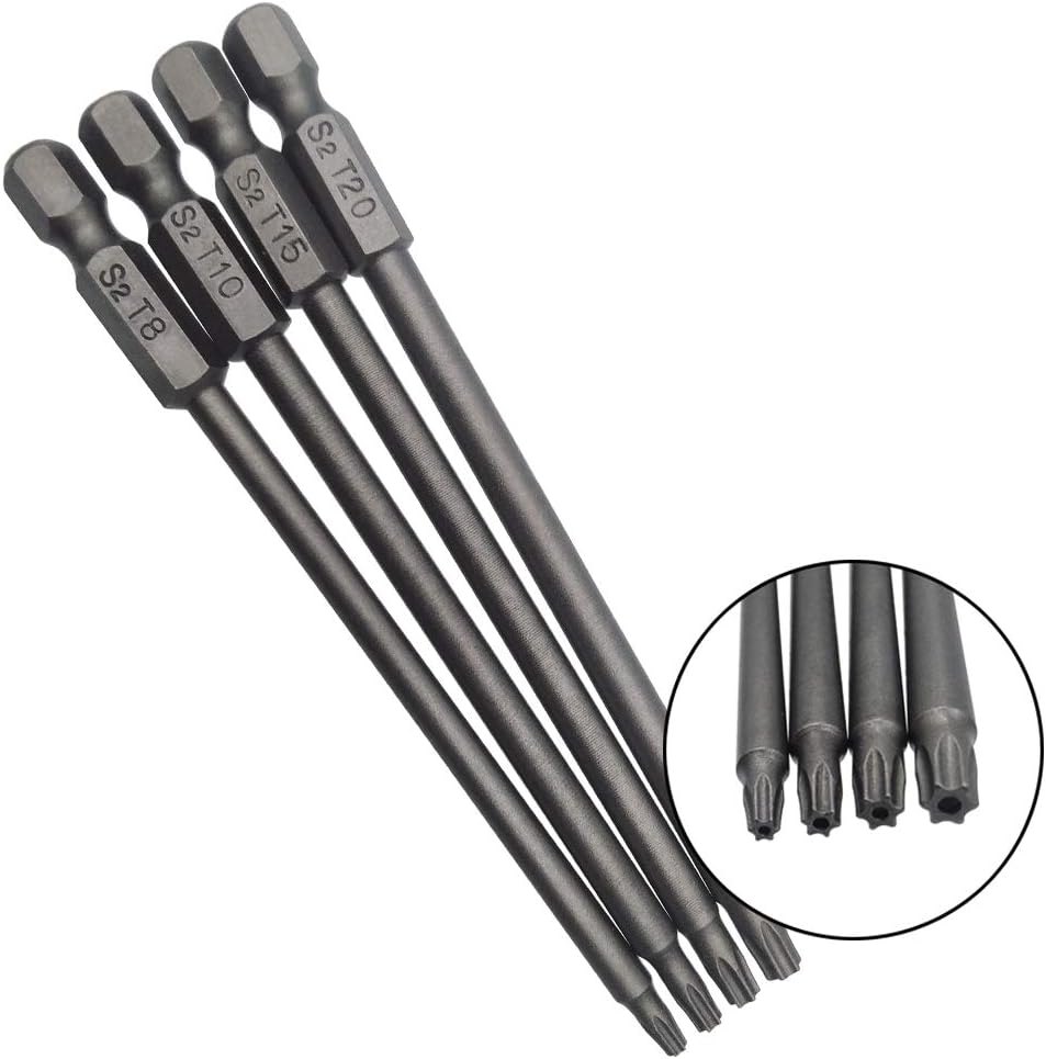 Wolfride 16pcs Long Magnetic Screwdriver Bits Set Slotted+Cross+Torx+Hex Drill Bit Set 1/4 Inch Hex Shank 100mm Length
