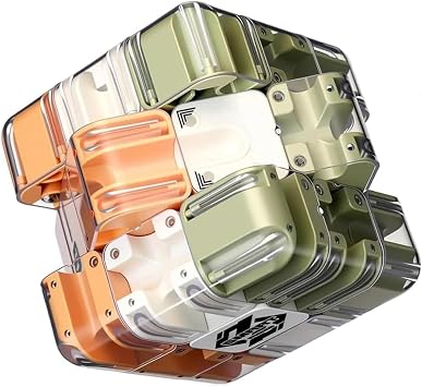 Large 3D Labyrinth Cube Puzzle,Start 3D Maze Cube Puzzle,Engaging Brain Teaser Toy Logical Challenge Maze Toy Large Clear Transparent Brain Teaser with Green and Orange Sections