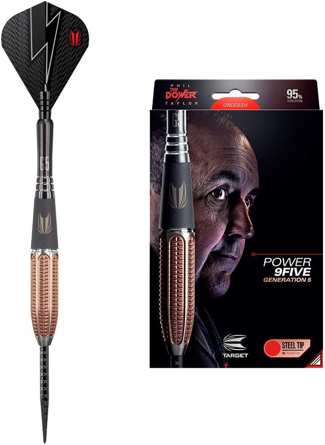 Target Darts Phil Taylor Power 9-Five Gen 5 26G 95% Tungsten Steel Tip Darts Set, Generation 5