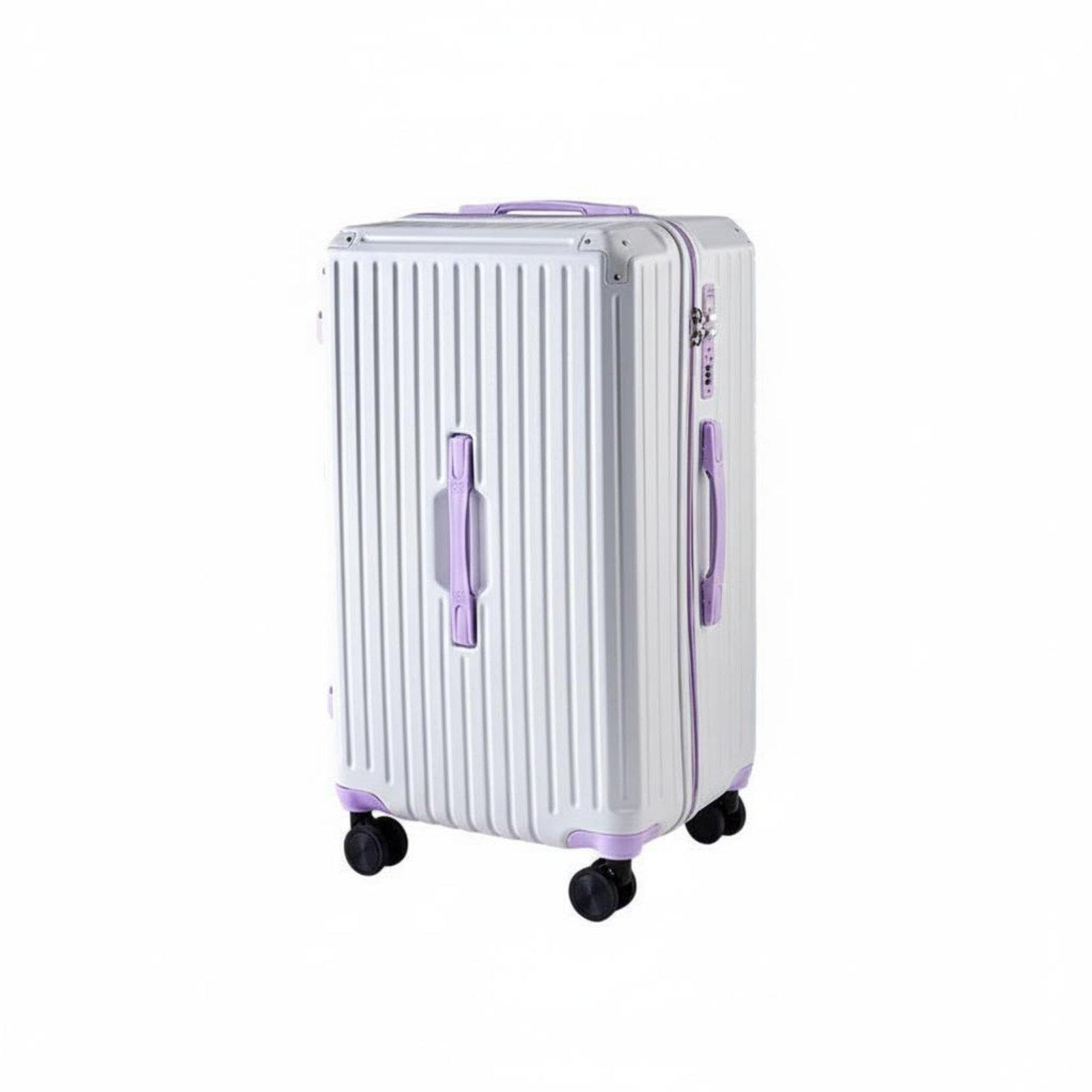 calandis Trolley Travel Case Large Capacity Luggage with Rotating Wheels Suitcase with Rotating Wheels for Commuters, Students, Business Trip White-Purple 26 Inch-picture-55