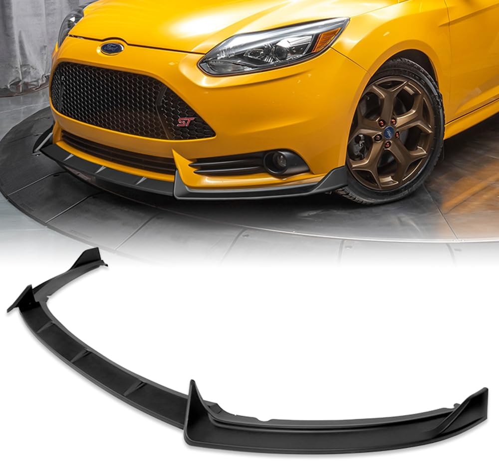 Q1-TECH, 9PCS Front Bumper Lip & Side Skirt Extensions Diffuser Compatible with 2012-2014 Ford Focus ST Hatchback Models, Front Bumper Lip Spoiler Air Chin Body Splitter ABS (Matt Black)