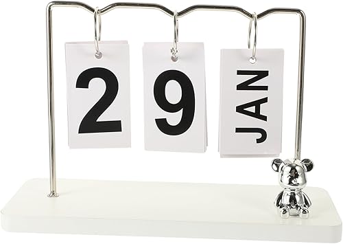 Artibetter Calendario de escritorio de madera rústica para oficina en casa, exhibición de la fecha del mes