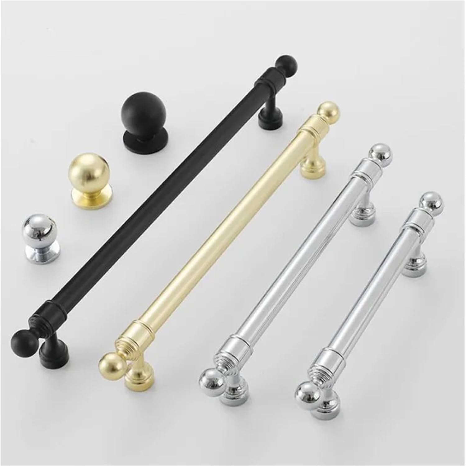 Simple Round Aluminum Alloy Furniture Door Handles Cabinet Drawer Knobs Wardrobe Cupboard Door Pulls Hardware 1Pcs(Gold Knob L)