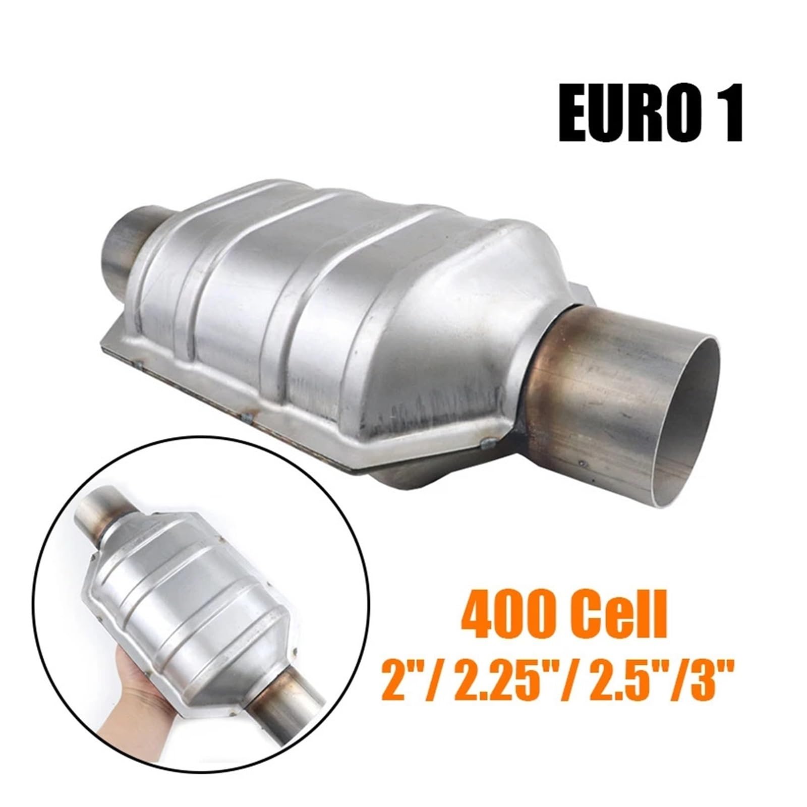 2"/ 2,25"/,5"/ 3" Uniwersalny Katalizator EURO 1 400 Ogniw Wysokoprzepływowy Tłumik Z Ceramicznym Podłożem Stal Nierdzewna Środek czyszczący do katalizatora benzyny | 2.25 inch