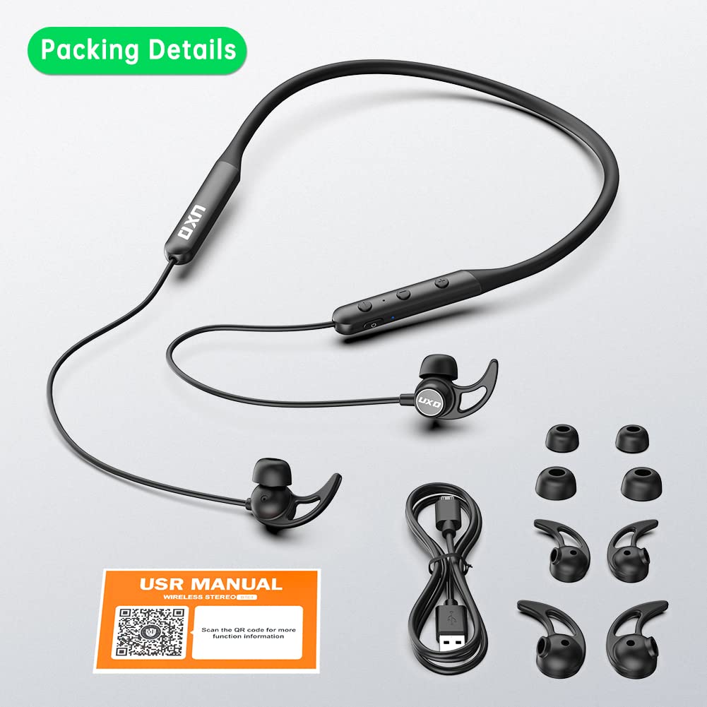 Cuffie Bluetooth, Auricolare bluetooth con archetto da collo, Cuffie Wireless In-Ear con Microfon, Fino a 20h di Autonomia, per Corsa, Fitness