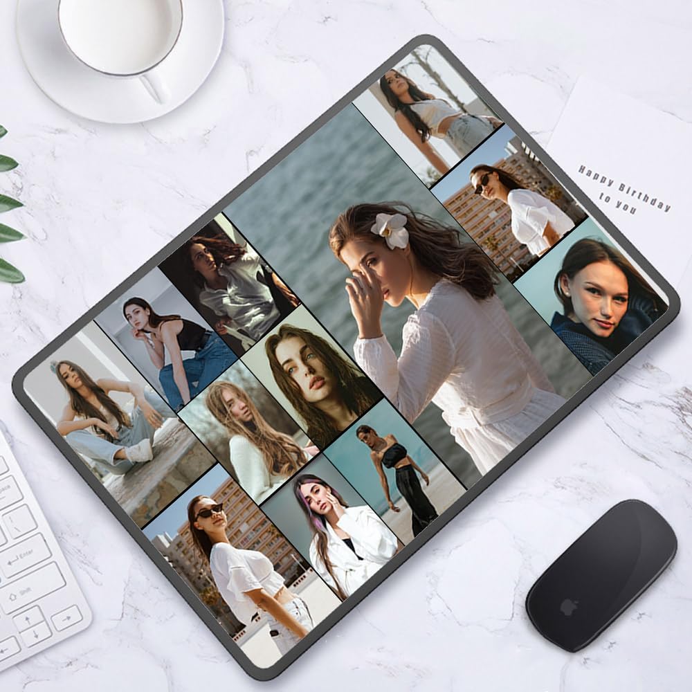 Custom Hard Shell Case for MacBook Pro Air Laptop Device with Photos Picture Collage Initial Letter Message Customized,Create Niche Mac Transparent Clear/Black Edge Frame Cover Personalized Print Gift