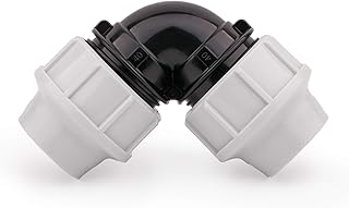 BFG Water Pipe Plumbing Fittings, 20mm x 20mm Female MDPE Elbow, MDPE Plastic Pipe Connector, 10 Bar, Max. Temp. 45°C, Clamp MDPE Fittings, Outside Tap Connector, Garden Hose Connector for Hose Pipe