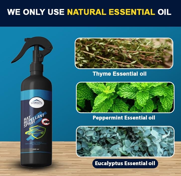Image of Lifekrafts Car Rat Repellent Spray - Effective, Hassle-Free & Long-Lasting Protection (250ml)
