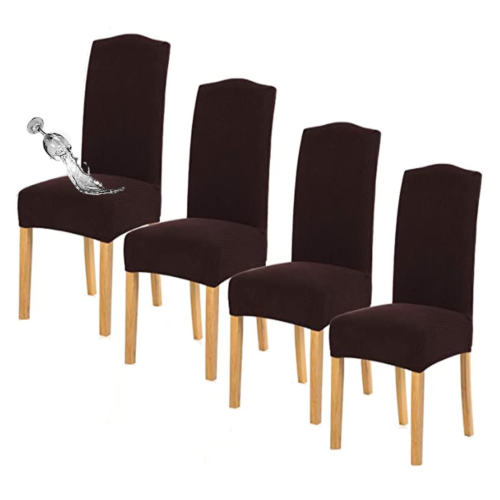 NMVAWIPT Waterproof Stretch Dining Chair Covers, Removable Washable Elastic Slipcovers With Adjustable Straps, For Hotel, Banquet(#7,4pcs)