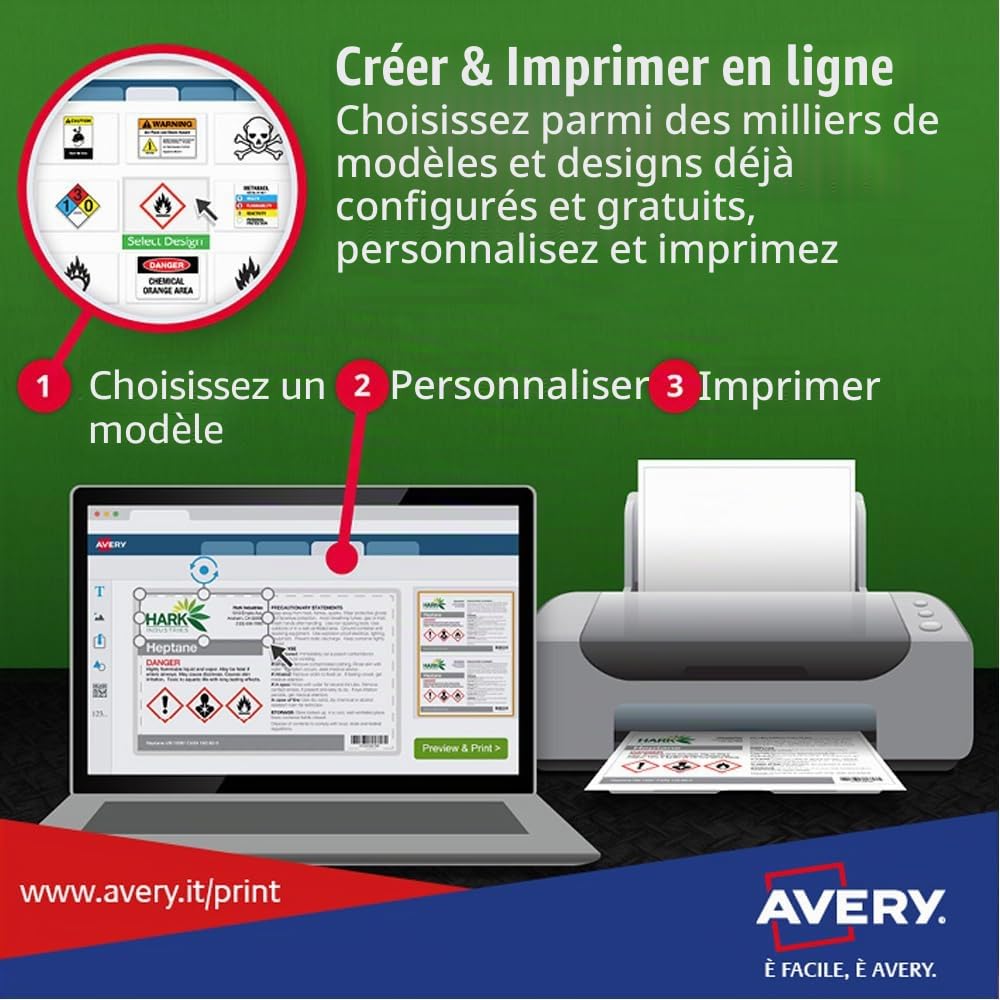 Avery L4776-20 Etiquettes 99, 1 x 42, 3 mm Blanc