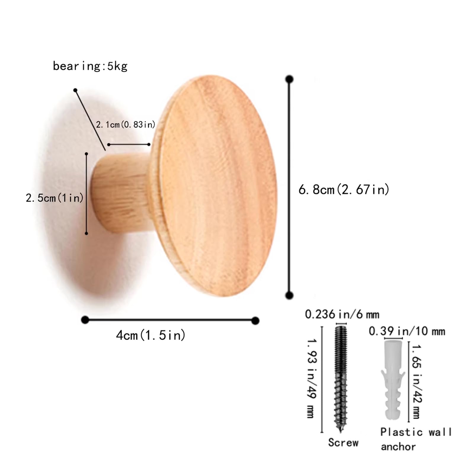 Ganci Da Parete In Legno Naturale, Stile Rustico: Perfetti Per Appendere Elastici, Sciarpe E Asciugamani In Bagno O Camera Da Letto