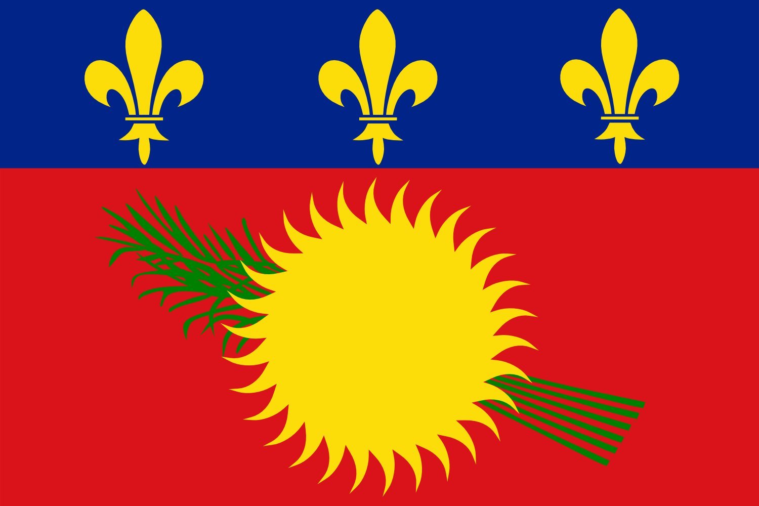 Drapeau XL Guadeloupe local variant grand format horizontal pour mât extérieur