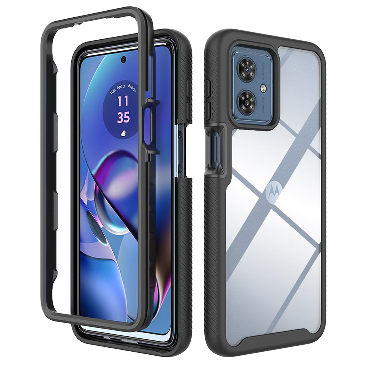 SEAHAI Trasparente Cover per Motorola Edge 20, Rugged Custodia Full Body Antiurto Rigida PC Soft TPU Sottile Bumper Silicone Protettiva Case per Motorola Edge 20 - Azzurro