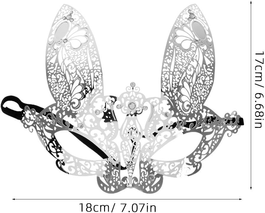 OSALADI Rabbit Masquerade Mask Half Face Bunny Mask Party for Women Costume Halloween Mardi Gras Prom