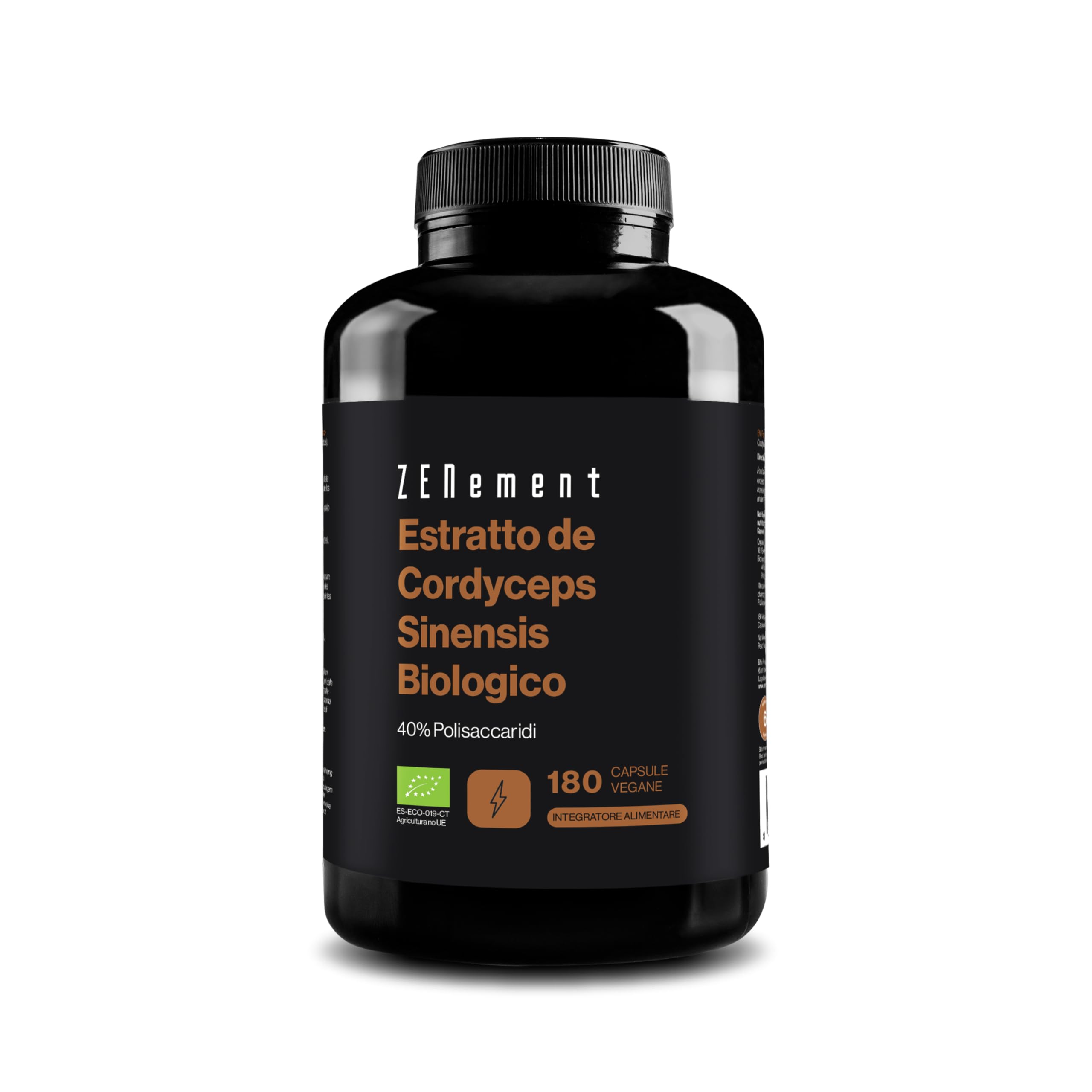 Cordyceps Sinensis Bio | 6500 mg (Estratto CS-4 10:1) alto dosaggio, con il 40% di Polisaccaridi Bioattivi | 180 capsule | 100% biologico, Vegano, Senza Additivi | Zenement