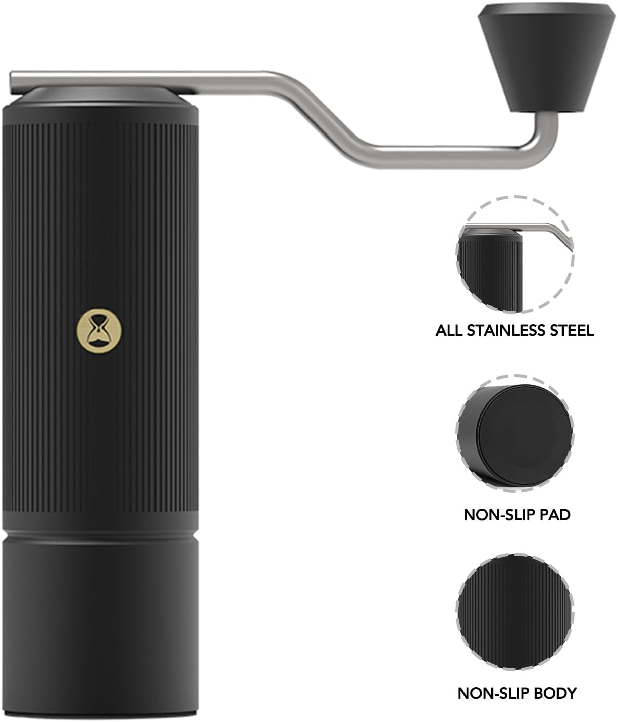 TIMEMORE Manual Coffee Grinder Stainless Steel Conical Burr Coffee Grinder with Capacity 20g Numerical External Adjustable Setting Espressp Grinder for Travel, Camping. Home Chestnut Xlite Black