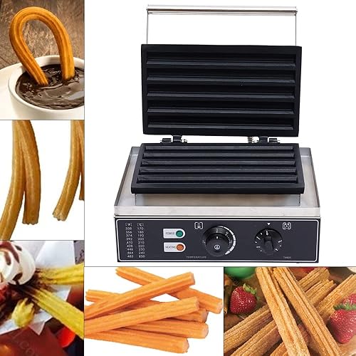 Miniatura 3 de Máquina para hacer churros comerciales de 110 V, antiadherente, para hacer gofres, para el hogar, encimera, churro, panadería, de acero inoxidable,