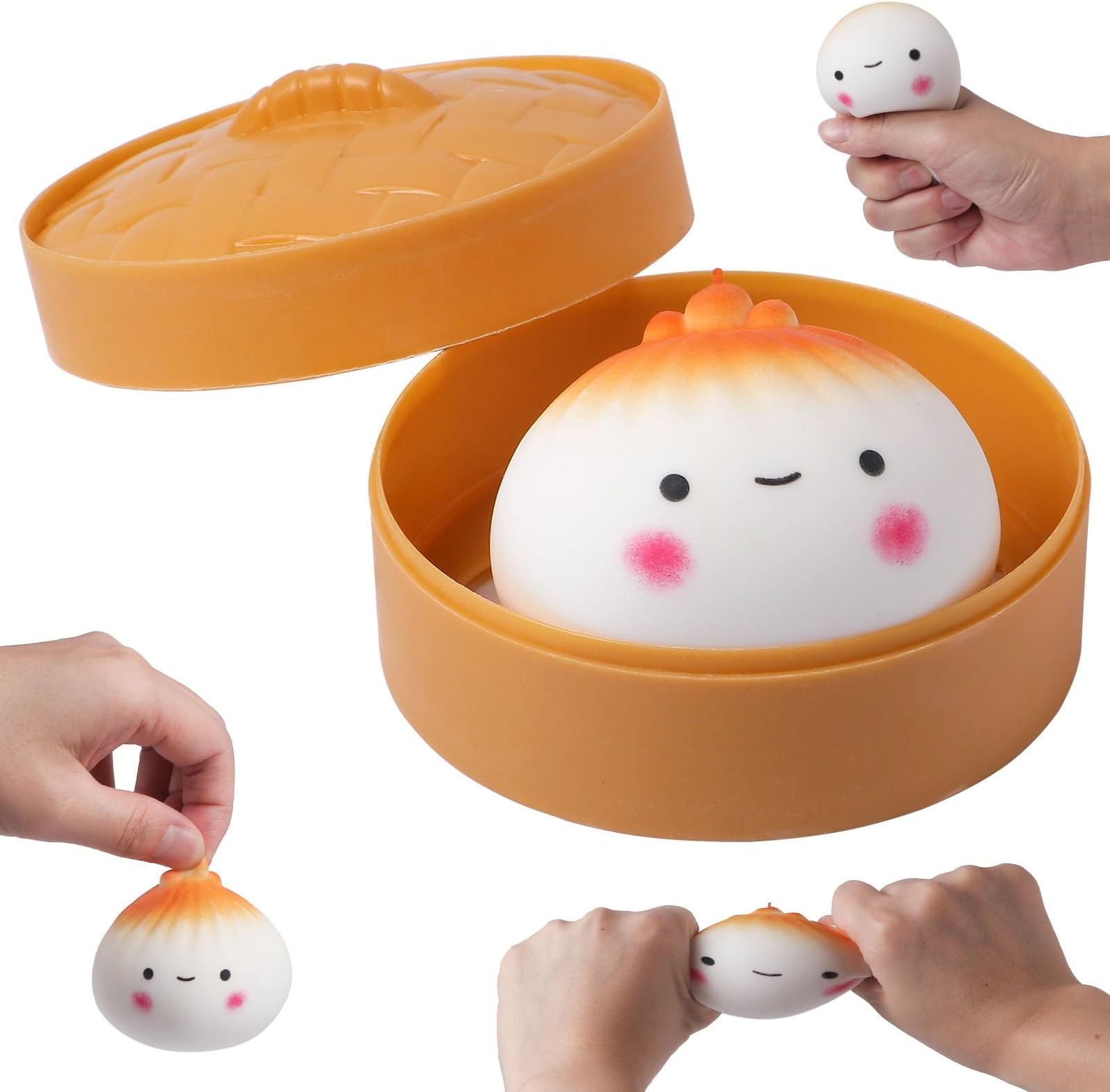 Dumpling Stress Balls for Adults, Dumpling Squishies Toys for Kids, Sensory Toys, Squeeze Dough Ball Stress Relief Toy, Squishy Fidget Toys, Stretchy Stress Ball Squish Toys for ADHD