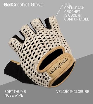 AERO|TECH|DESIGNS | Crochet Cycling Gloves | Extra Thick Gel Padded Palms | Natural Leather and Cotton