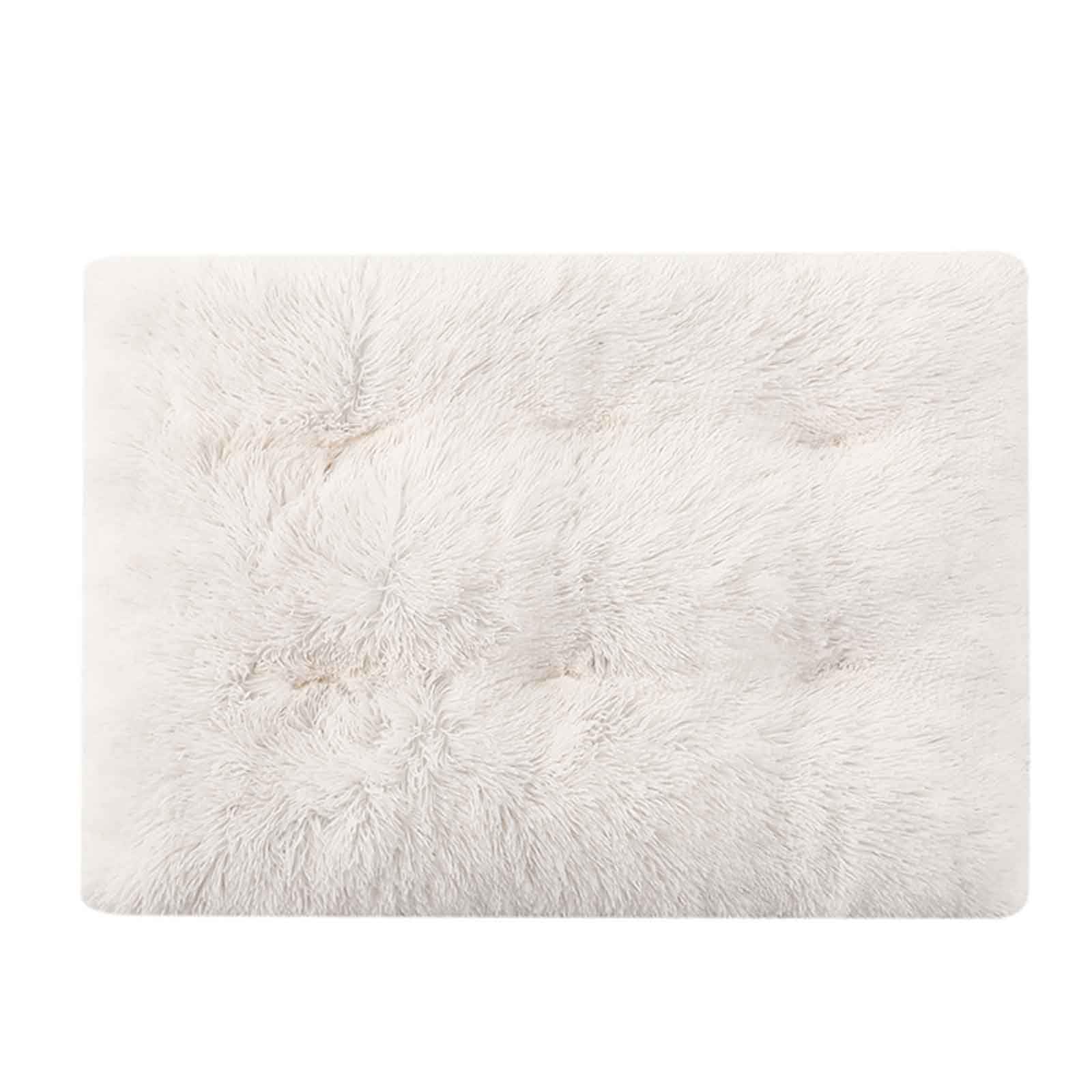 PJDDP Dog Crate Bed, Fluffy Dog Crate Mattress Washable, Calming Fluffy Anti Anxiety Dog Beds, Deluxe Plush Dog Mat with Anti-Slip Bottom for Large Medium Small Dogs,white,3XL