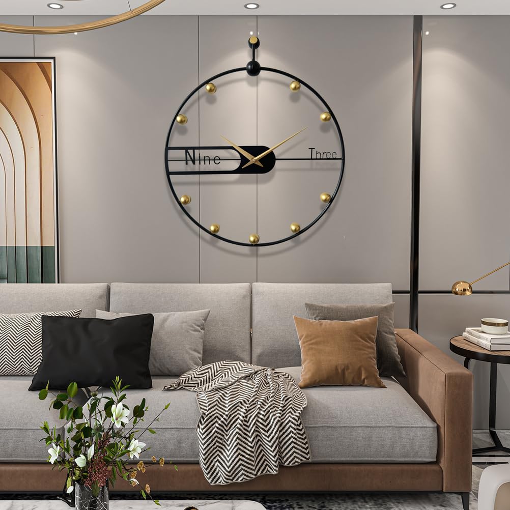 Relojes de Pared Decorativos Modernos de 20 Pulgadas, Reloj Redondo rústico Decorativo de Metal silencioso Que Funciona con Pilas para Sala de Estar, Oficina o recibidor