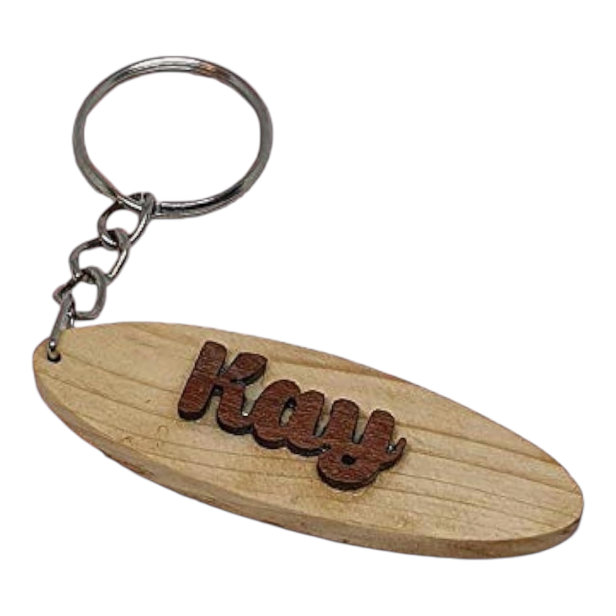 S M Gift Shop Kay Personalised Name Engraved Wooden Keyring Keychain Key Ring