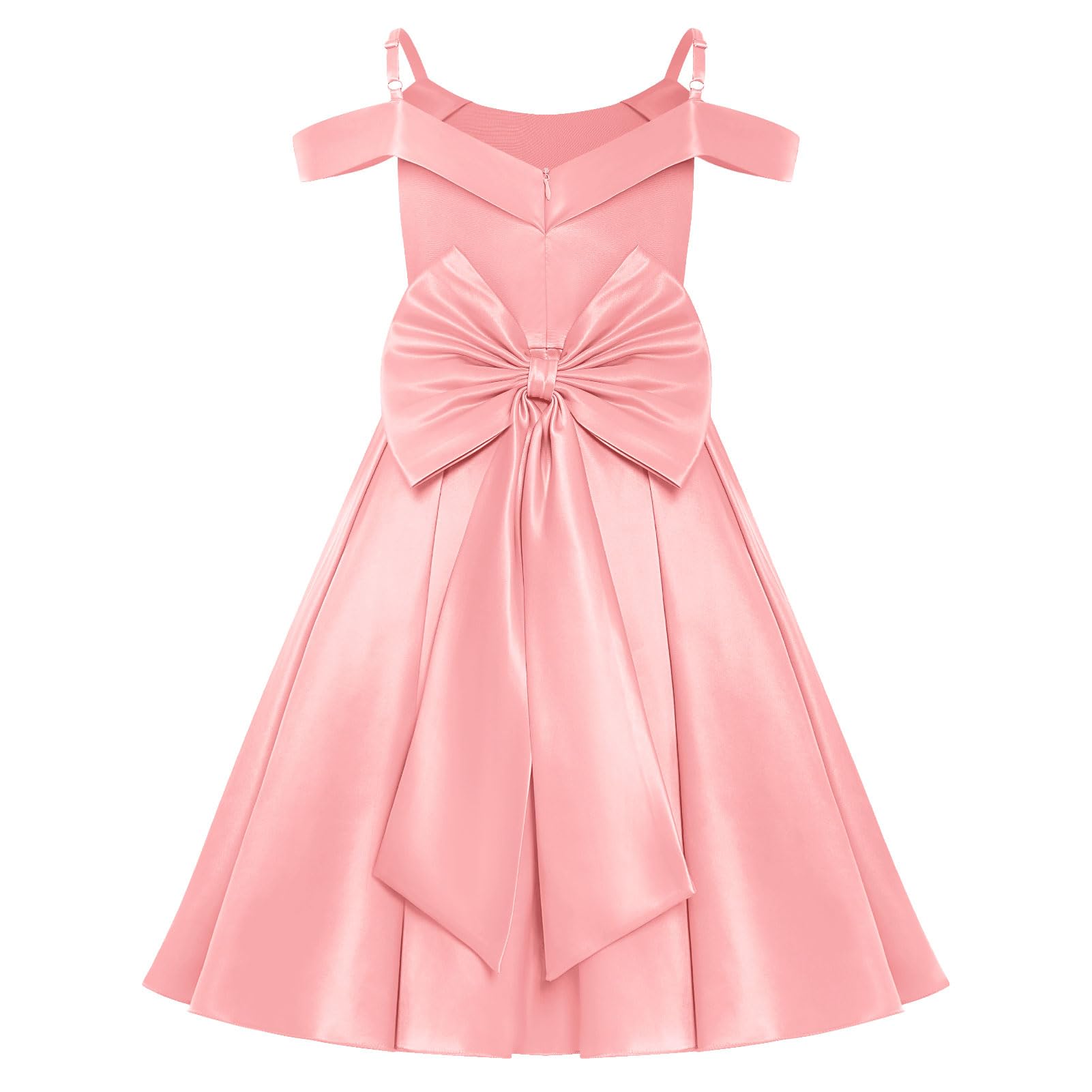 IWEMEK Robe de Soirée Fille en Satin Bustier sans Manches Volants Élégante pour Cérémonie Anniversaire Baptême Princesse