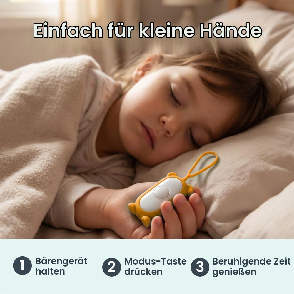 GLOWCO CalmCarry Bär Form Kinder Einschlafhilfe Gerät - Handheld Mikrostrom Entspannungswerkzeug, Unterstützt Ruhe, Fokus & Sanfte Entlastung, USB Wiederaufladbar, Tragbares Wellnessgerät für Kinder