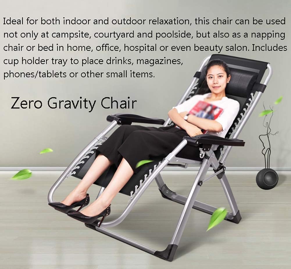 JATIBOSH Sun Loungers in Garden &Outdoors Recliner Armchair Zero Gravity Patio Chairs Reclining Folding Portable Beach Camping Lounge Chair (Color : Black)