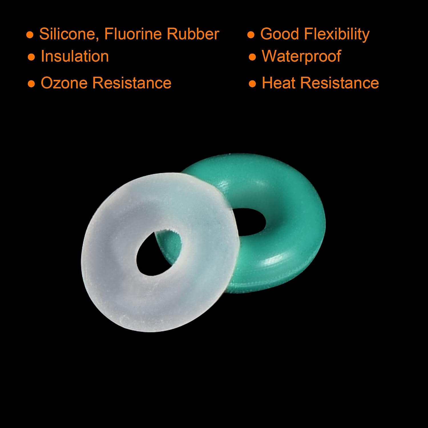 MECCANIXITY O-Rings Sealing Gaskets Kit, with 200Pcs White Silicone 3x1x1mm, 10Pcs Green Fluorine Rubber 3x1x1mm, 1 Set