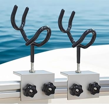 2 PCS Boat Fishing Rod Holders ,PVC Coated Steel, 90 Degree Boat Gunnet Track System BracketYacht Fishing Gear