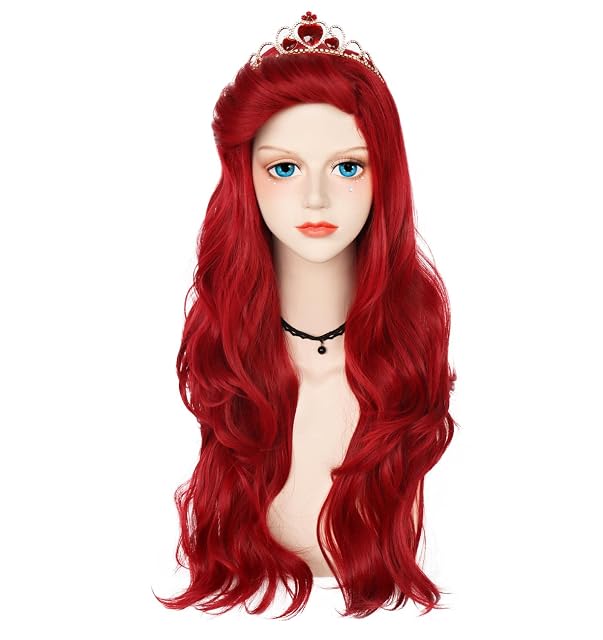 Foto 2 de 5 de PUYYDS Pelucas de Cosplay de La Sirenita, Peluca Ondulada de 30 Pulgadas de Anime Princess Ariel