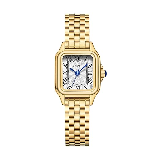 CIVO Gold Watches for Women Vintage: Small Wrist Bracelet Watch with Roman Dial - Dainty Luxury Square Ladies Watch - Gifts for Mom Wife at Birthday Anniversary