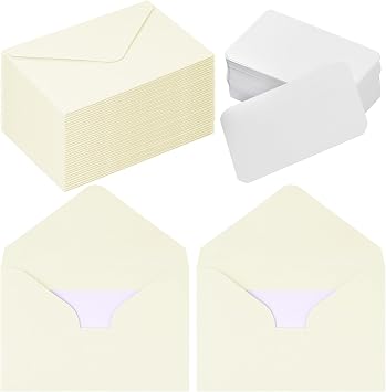 jiebor 100 Sets Small Envelopes with Small Blank Gift Business Card Wedding Invitation Pocket Envelopes for Graduations Wedding Shower Holiday 3.14 x 4.52 Inch Ivory